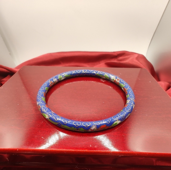 Beautiful Vintage Blue Cloisonne Bangle Size 7 and 3/4 - Picture 4 of 6